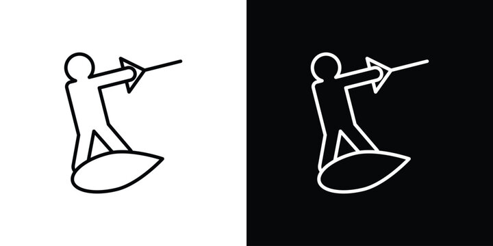 Wakeboarding icon in simple linear style.