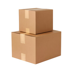 Obraz premium Two stacked cardboard boxes with tape for shipping and moving Isolated on transparent background