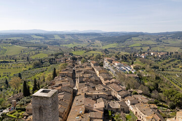 Fototapeta premium Panoramic view of San Gimignano from the Torre Grossa tower, Italy.