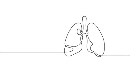 Continuous line drawing of human lungs minimalist vector illustration