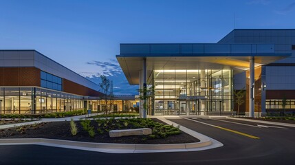 Obraz premium Modern hospital isolation ward exterior showcasing advanced medical facilities and compassionate care, emphasizing the importance of health infrastructure in safeguarding public well-being