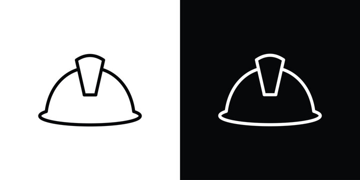 Safety helmet icon in simple linear style.