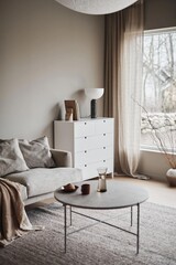 Modern luxury apartment interior in minimal scandinavian style