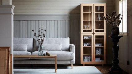 Modern luxury apartment interior in minimal scandinavian style