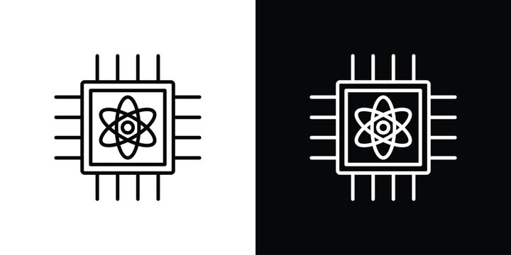 Quantum computing icon in simple linear style.