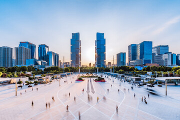 Obraz premium High angle view of Zhengzhou East Railway Station Square City in Zhengzhou, Henan Province, China