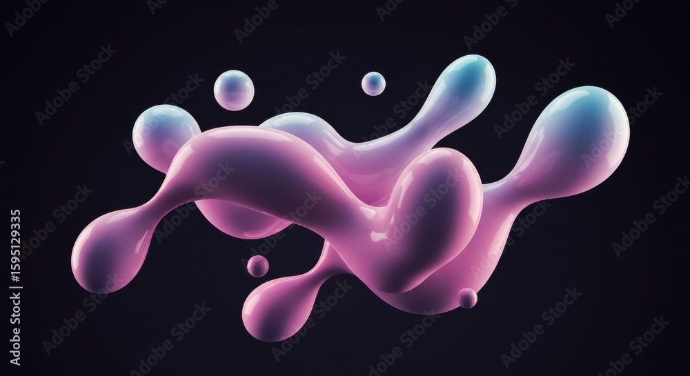 Fototapete abstract fluid blob with gradient on dark background