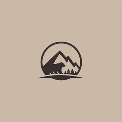 Bear mountain logo in strong and natural silhouette style.