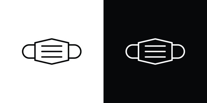 Medical mask icon in simple linear style.