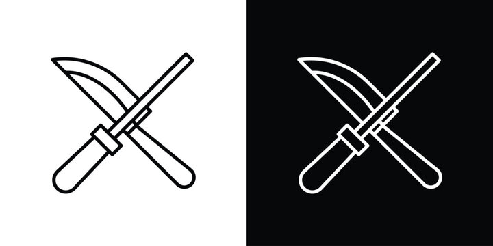 Knife sharpener icon in simple linear style.
