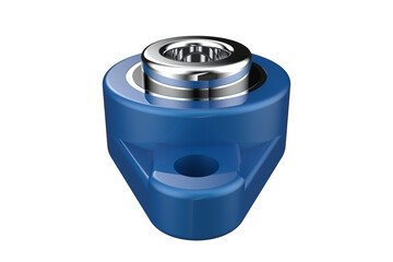 Versatile Blue Two-Bolt Plummer Block Bearing: Durable Industrial Component for Power Transmission and Automation Equipment – Robust Mechanical Part and Essential Shaft Support, 3D Render on White