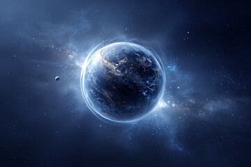 A stunning celestial view of planet Earth in the vast expanse of space