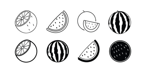 Set of 8 watermelon icons vector