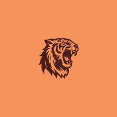 Screaming tiger logo in bold and fierce silhouette design.