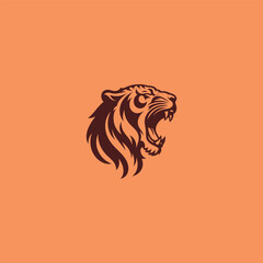 Screaming tiger logo in bold and fierce silhouette design.