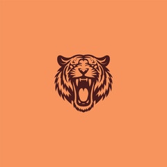 Screaming tiger logo in bold and fierce silhouette design.