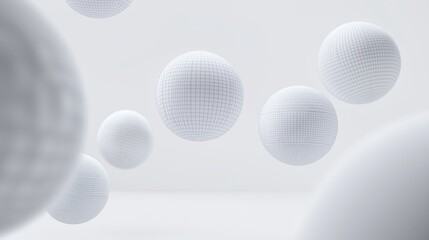 Abstract white spheres floating in space