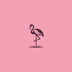 Flamingo stand logo in elegant and simple silhouette style.