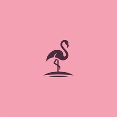 Flamingo stand logo in elegant and simple silhouette style.