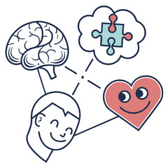 Illustration representing the connection between the brain, heart, and problemsolving