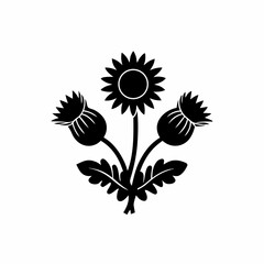 Fototapeta premium creative Sunflowers Icon vector silhouette illustration isolated on white background
