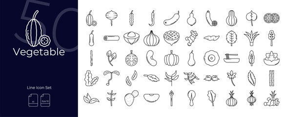 Vegetable Line Editable Icons set. Vector illustration in modern thin line style of Vegetable icons: vegetarian, broccoli, tomatoes, etc