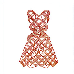 Sundress Skirt Logo with Intertwined Lines in Warm Ochre and Crimson