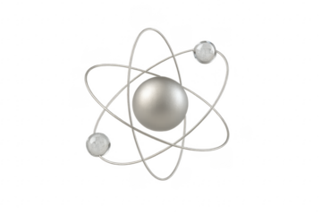 Silver atom model rotating with transparent background