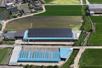 Solar Panels Installed on Hanwoo Cattle Farm Roof in Rural Korea - 한우 축사 지붕 위에...