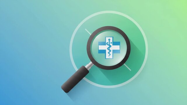 Medical Symbol Under Magnifying Glass on Gradient Background
