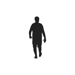 A simple, black silhouette of a person walking, suitable for use in various contexts.