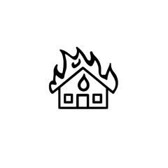 Burning House Icon Illustration Representing Fire Emergency Hazard or Disaster Concept