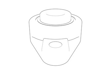 Precision UFL UCFL Flanged Bearing Housing: Engineering Technical Drawing Wireframe. Minimalist Monochrome Line Art Blueprint for Industrial Machine Parts, Power Transmission and Rotary Motion Devices