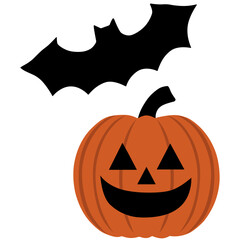 Halloween Pumpkin and Bat Vector Illustration