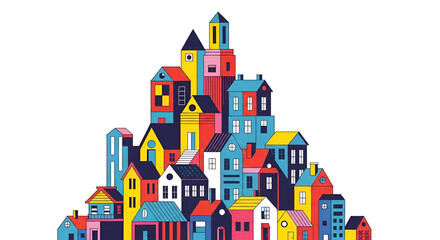 Colorful houses illustration vector art design for community real estate and architecture background concept