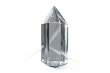 Realistic quartz crystal with light diffraction effect, isolated on transparent background, perfect for esoteric or spiritual designs