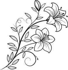 Floral Ornament Line Art Vector Set – Elegant Hand Drawn Decorative Botanical Elements for Design and Illustration