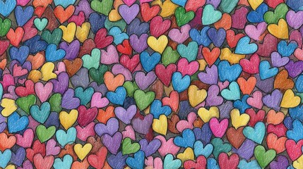 Colorful hearts fill the frame