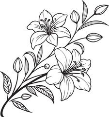 Floral Ornament Line Art Vector Set – Elegant Hand Drawn Decorative Botanical Elements for Design and Illustration