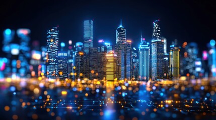 Obraz premium Night city light dynamic urban landscape 
