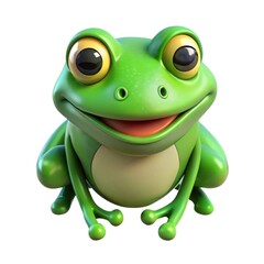 Fototapeta premium Adorable cartoon green frog with big eyes and wide smile
