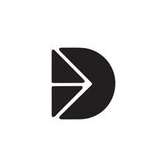 A creative minimalist " D" letter logo design with black and white color.