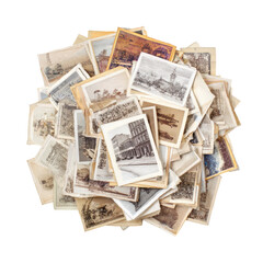 A large pile of vintage photographs
