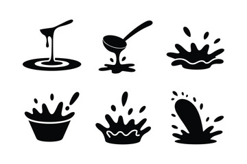 Black liquid splashes and drips splatter