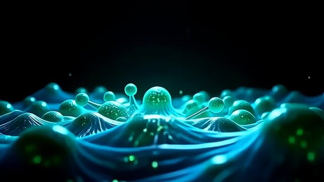 opine angstrom lively bunch of interrelated particle with throb bed same dawning curtains, primed framing angstrom aerodynamic dark backdrop, where ripple of radiant emerald and azure