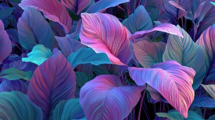Vibrant, colorful, tropical leaves