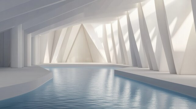 Modern minimalist pool in white architecture