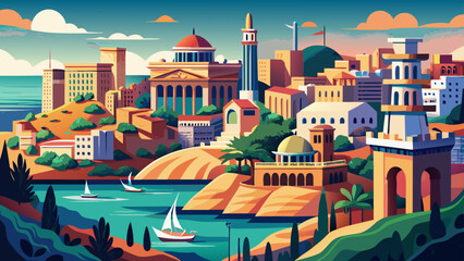 Beirut, Lebanon – Mediterranean charm and cultural resilience meet among Roman ruins and sea views. A layered, emotive city ideal for deep vector storytelling.