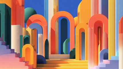 Colorful abstract architectural scene