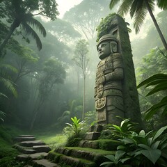 totem pole in the jungle